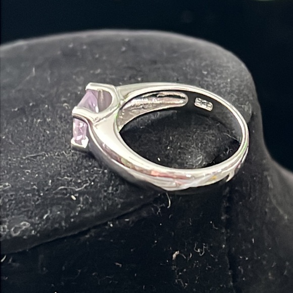 Sterling 925 ATI Promise Ting Pink Square Asher cut  Stone ring 8.25 - Picture 4 of 8